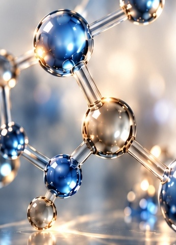 Molecular structure representing scientific discovery and therapeutic development